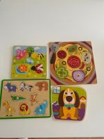 Holzpuzzle Set vier teilig mit Griffen gebraucht