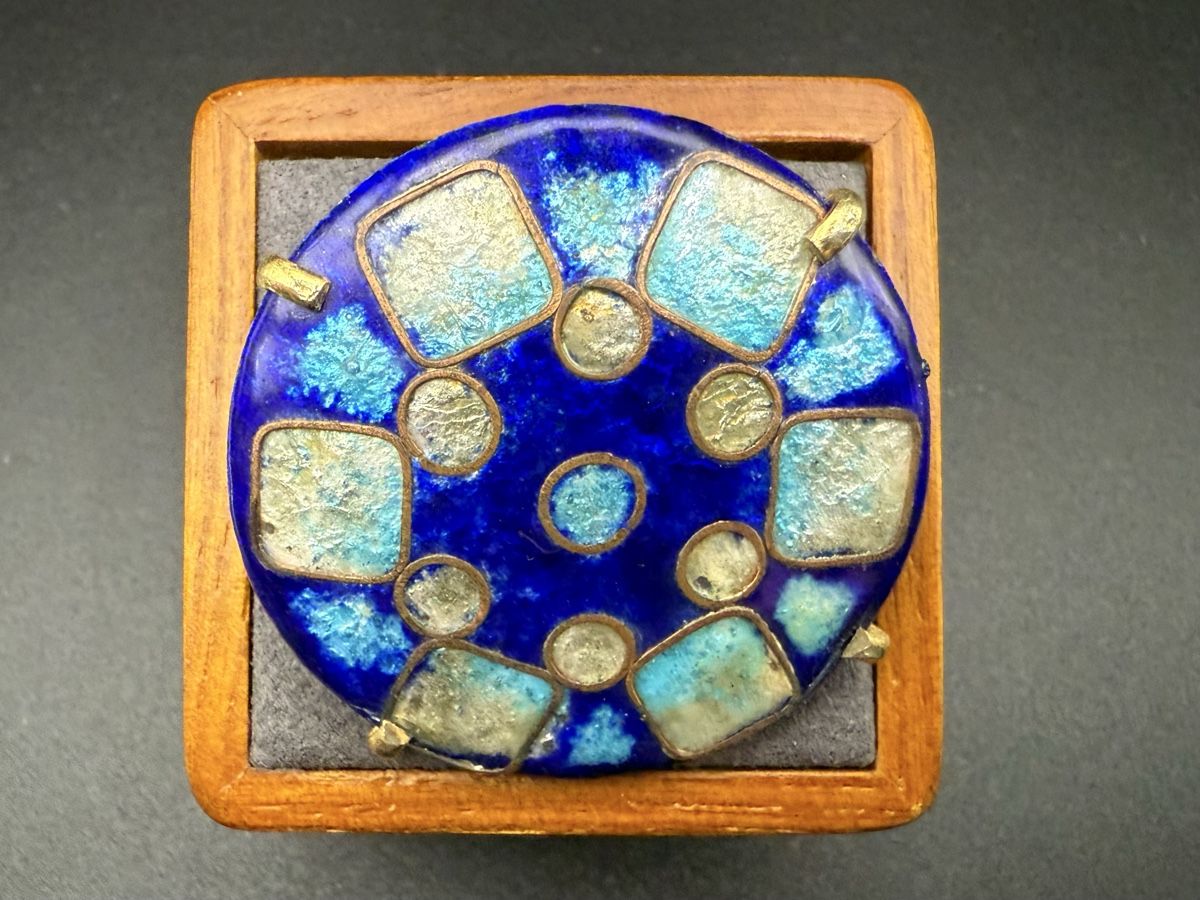 Spille & Fermagli: Vintage-Brosche blau/türkis farbe, emailliert – Usato da Lamone venduto da LaCantinaMagica 2