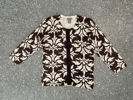 Cardigan Ann Taylor imprimé marron blanc taille S