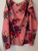 190x80/NP35CHF Schal Foulard Pareo Halstuch Rosa mit Blumen