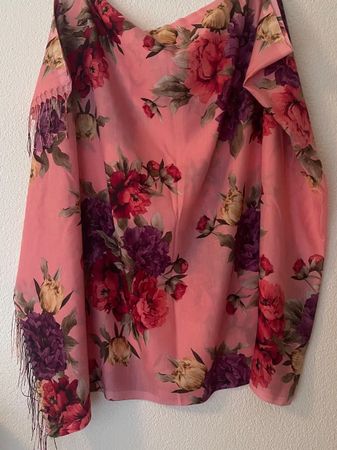 190x80/NP35CHF Schal Foulard Pareo Halstuch Rosa mit Blumen