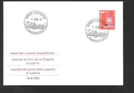 FDC W74 Wasserturm Kapellbrücke Luzern ET Luzern 7.9.1993