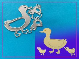Ente mit Kücken - Stanzschablonen