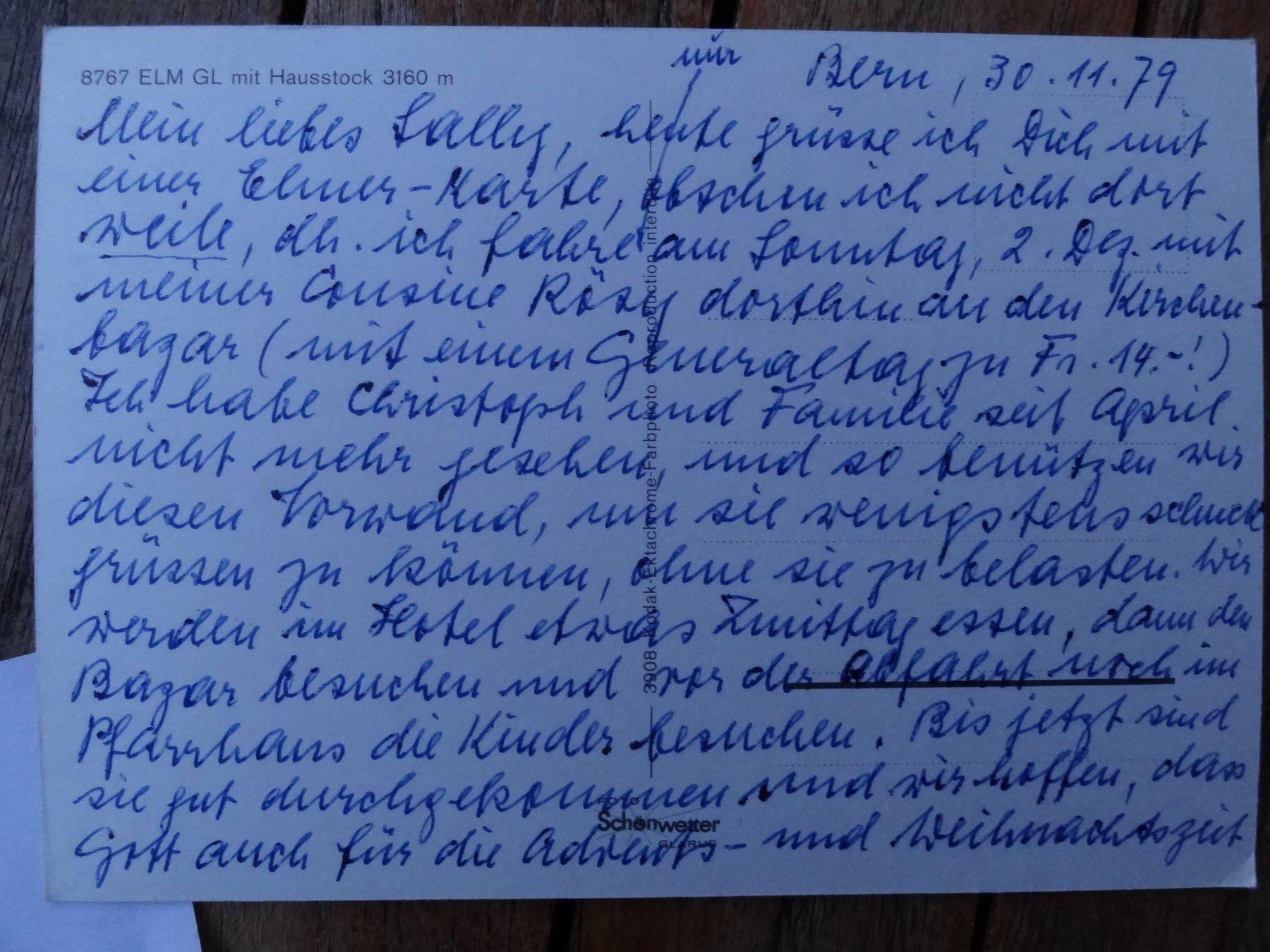 Cartoline postali: Elm - Glarus - 1979 – Usato da St Léonard venduto da Riglin 1