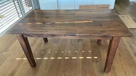 Massiver Vintage-Esstisch aus Holz, beidseitig verlängerbar