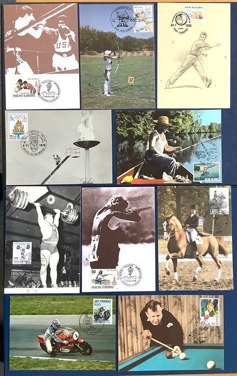 Alle Briefmarken: 1970-92 / 10 Maximumkarten Sport - Div.Länder – Neu (gemäss Beschreibung) aus Liestal von Skunk02