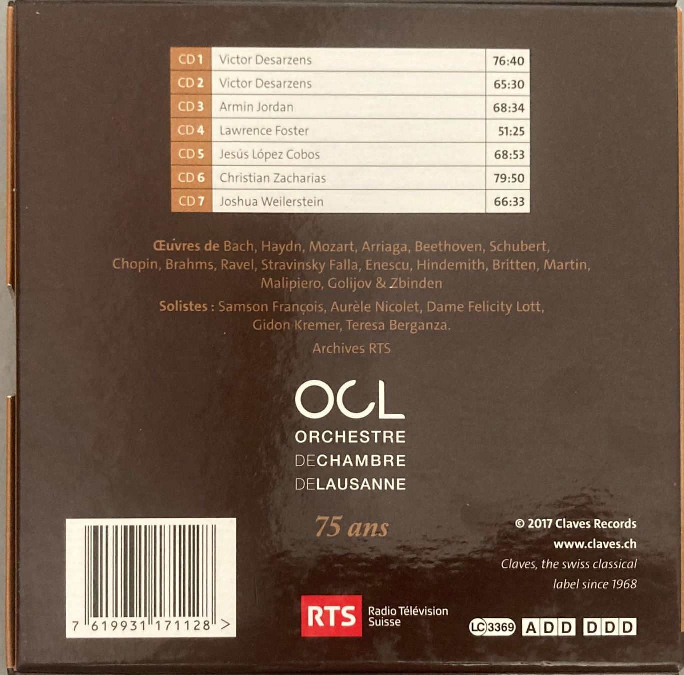 CD: ORCHESTRE DE CHAMBRE DE LAUSANNE - 75 ANS – Usato da Poliez-Pittet venduto da Newtown-Records 1