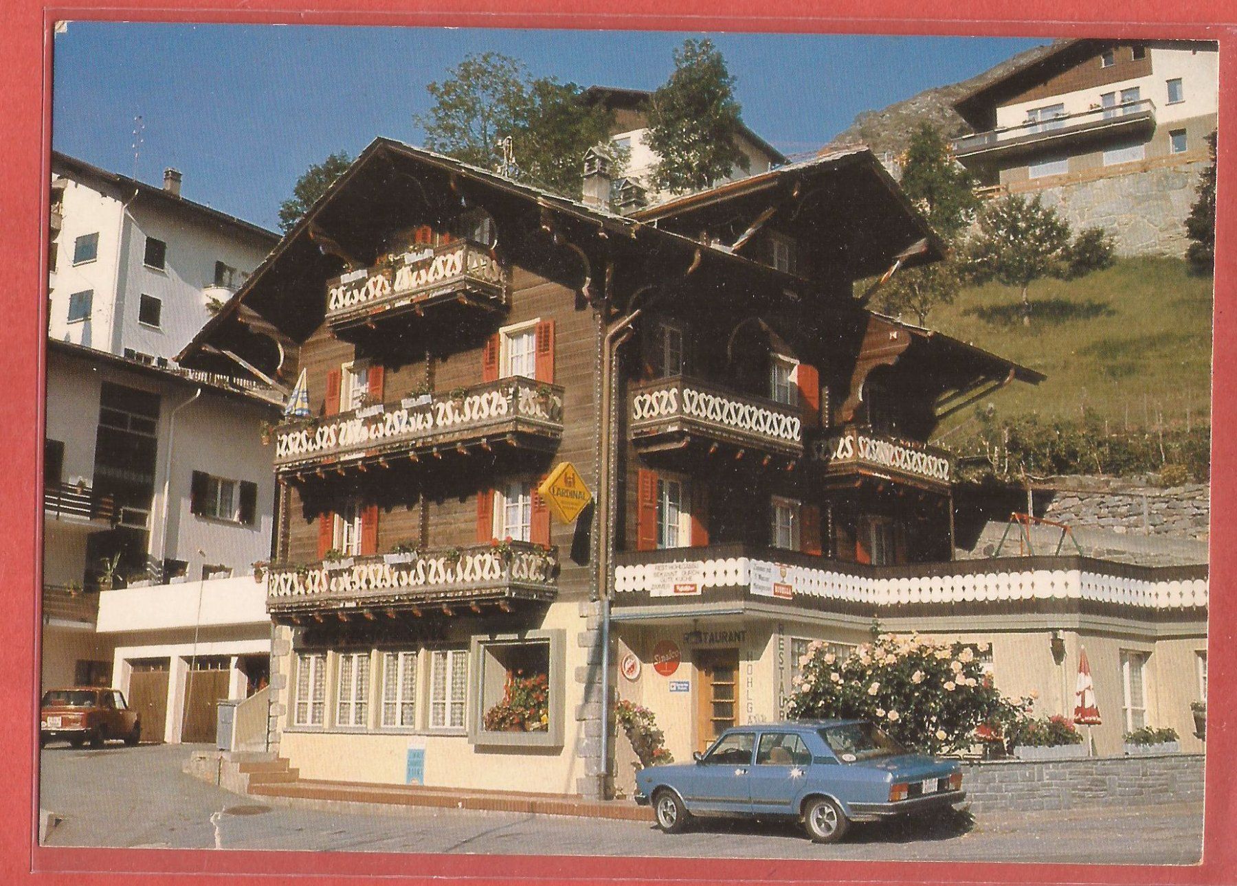Ansichtskarten: Stalden VS - Restaurant Hohlgässli mit Oldtimer - 1981 – Gebraucht aus Fislisbach von Porano