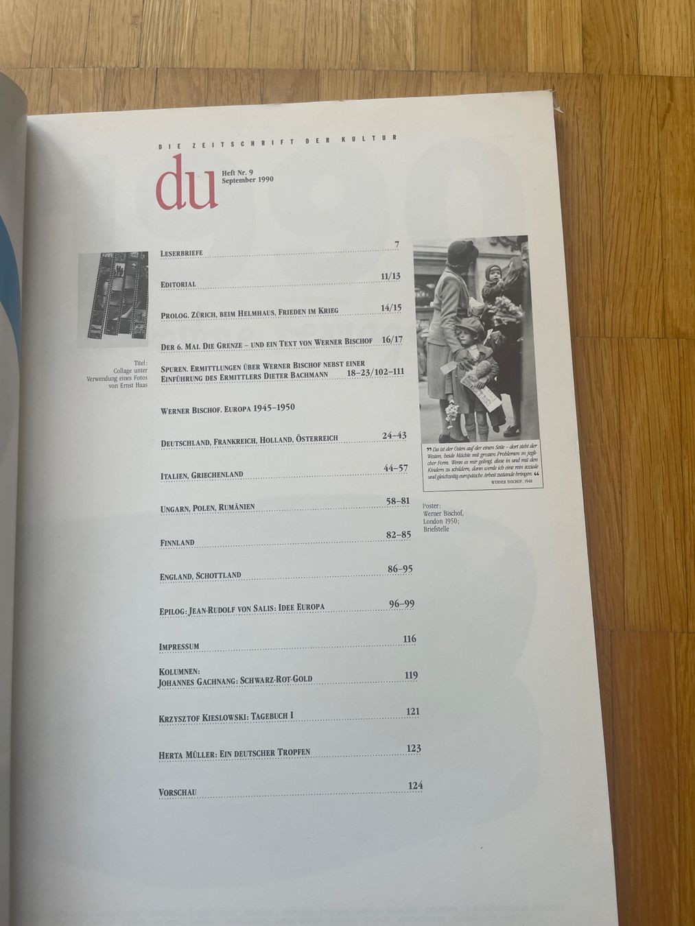 Riviste & Magazine: DU Zeitschrift, Heft 9, 1990, Werner Bischof – Usato da Zürich venduto da Chrigelvelo 1