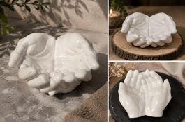 Handgegossene Handschale Weiss Deko Unikat Beton