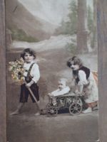 Ansichtskarte Kinder Leiterwagen 1916