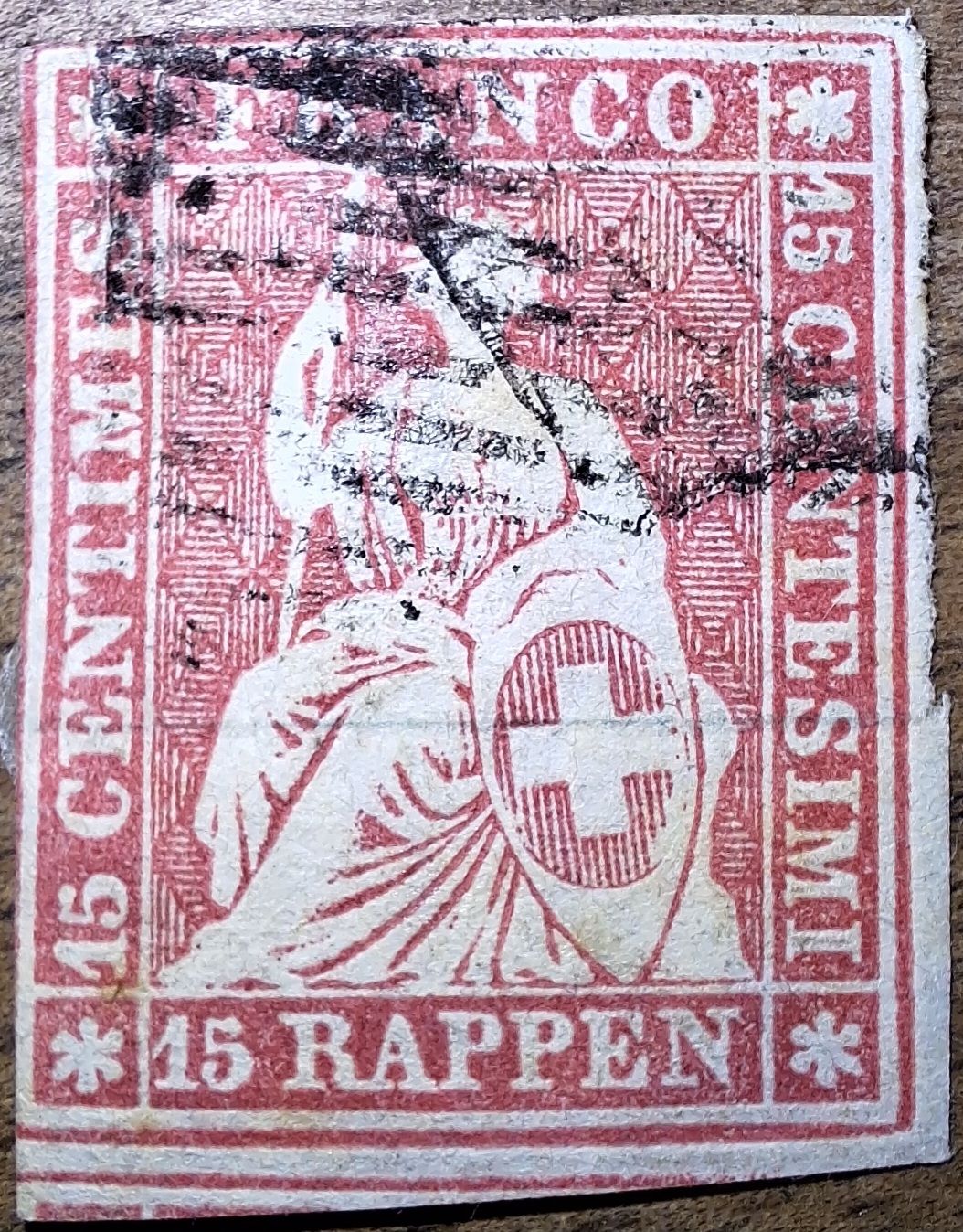 Tutti i francobolli: Strubel 24A3c mit Befund Kat. 240.- – Usato da Balgach venduto da SIMEON27