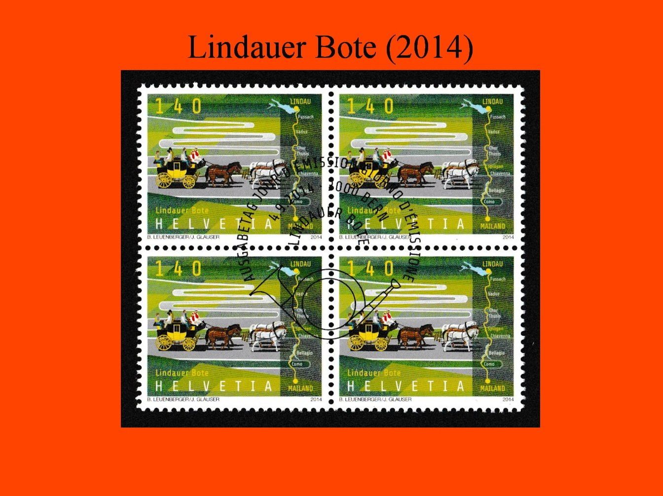 Tutti i francobolli: Viererblock "Lindauer Bote" (2014) – Nuovo (secondo la descrizione) da Dübendorf venduto da Jumbo1990