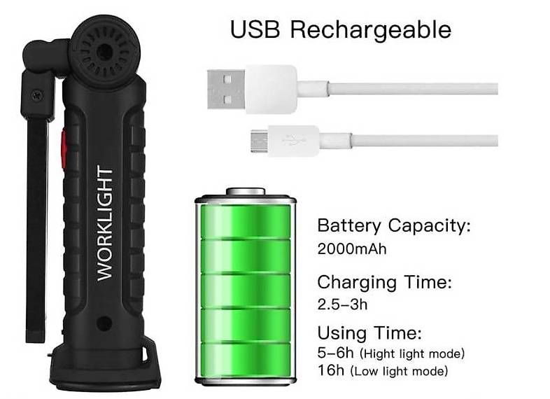 Lampen: Lampe de poche COB, Rechargeable à Base Magnétique – Neu und originalverpackt aus Penthalaz von Adrien011 2