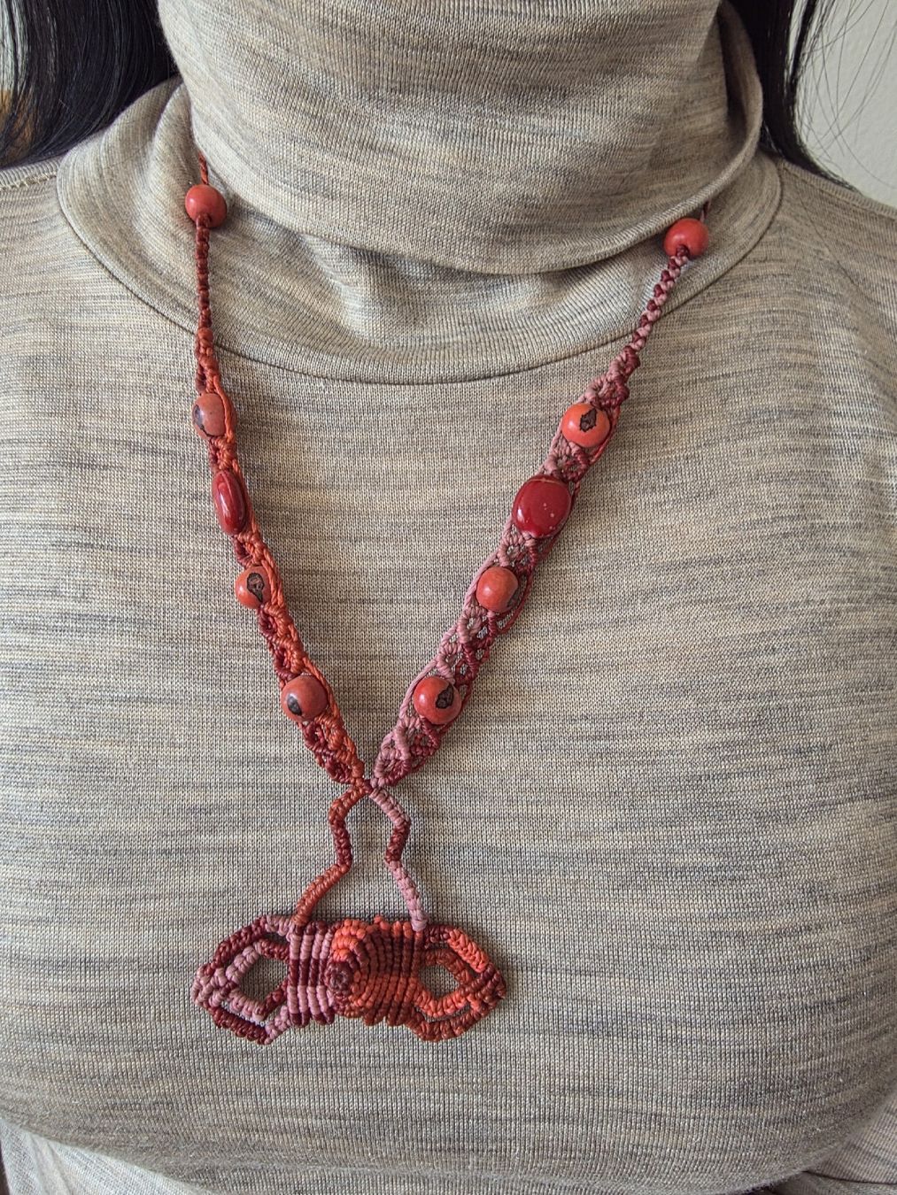 Catenine: Handmade Macrame Beaded Necklace - Bohemian Style Red – Nuovo (secondo la descrizione) da Zollikofen venduto da Tamyru77 3