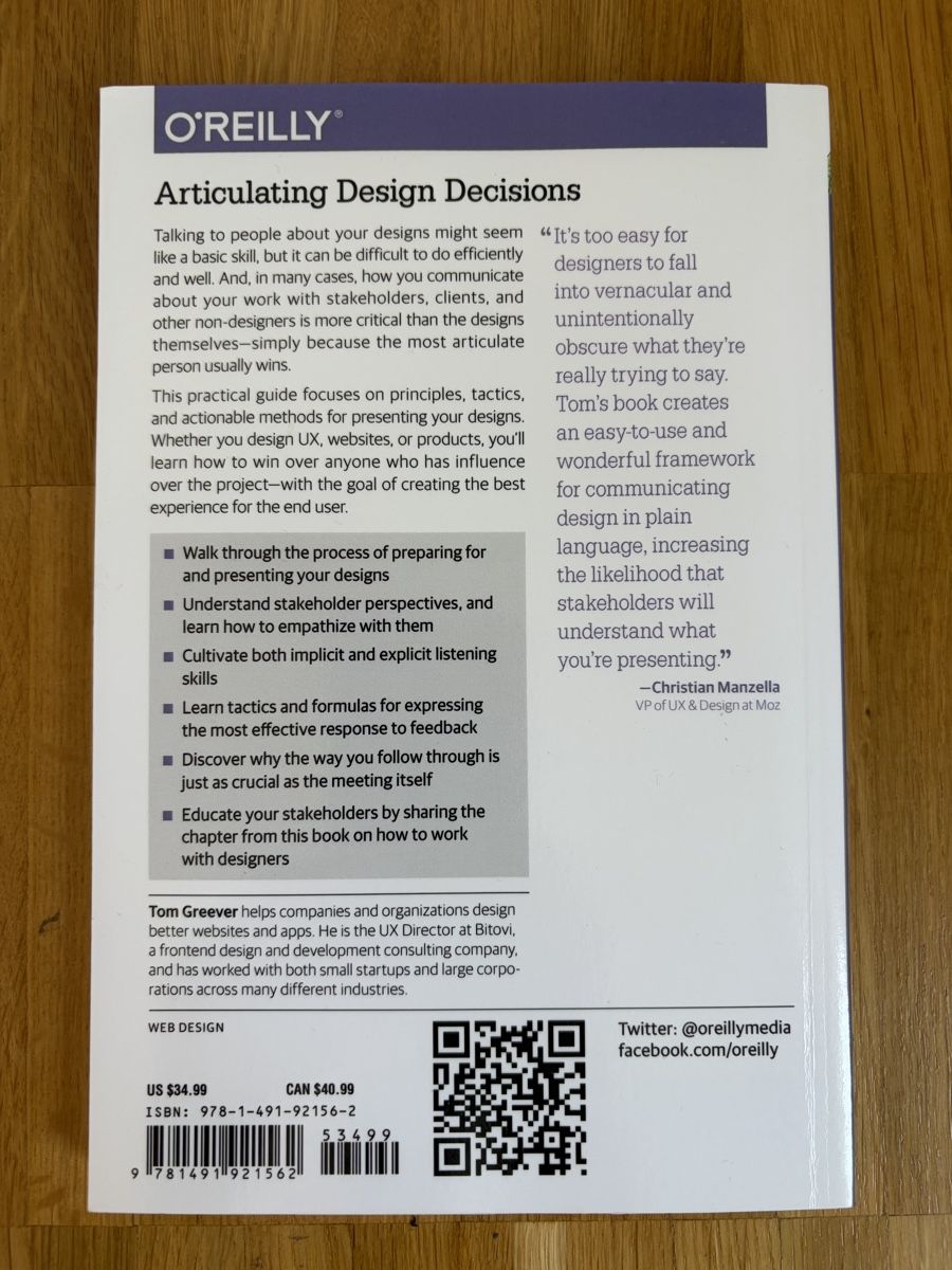 Libri: O'Reilly Articulating Design Decisions Buch neu – Usato da Baar venduto da annasorbian 1