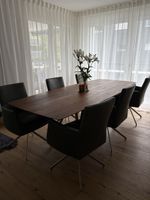 Exklusive Design-Esstischgruppe Massivholz 6 Drehstühle
