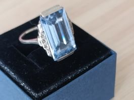 Bague Art Déco d’exception en Argent– Topaze & Marcassites!
