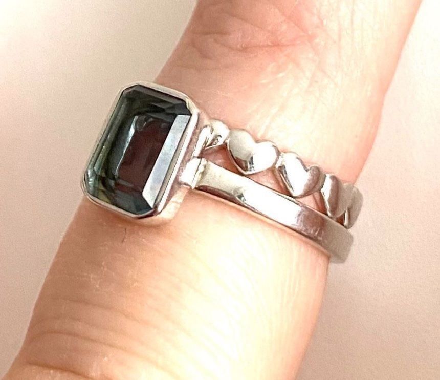 Anelli: Ring blau eckig 925 Silber rechteckig Klassiker Stapelring54 – Nuovo (secondo la descrizione) da Zürich venduto da goldfisch.schmuck 5
