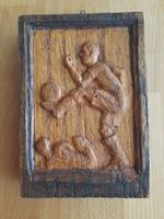 Holzschnitzbild Fussballer ca. 1930