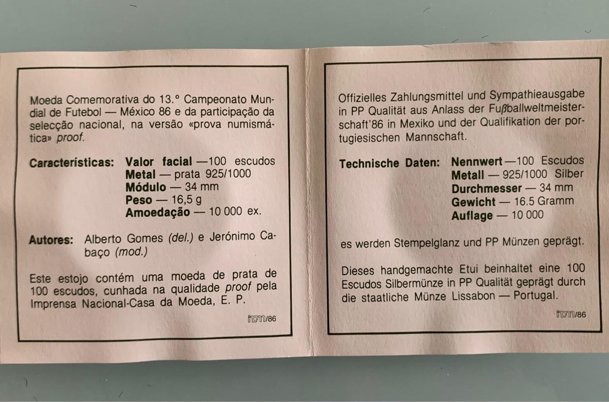 Tutti le monete: PORTUGAL 100 Escudos SILBER PROOF – Nuovo e nell'imballaggio originale da Brügg BE venduto da mcakinho 3