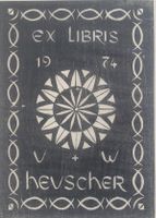 Ex Libris V Hevscher 1974, Original Holz- oder Linolschnitt