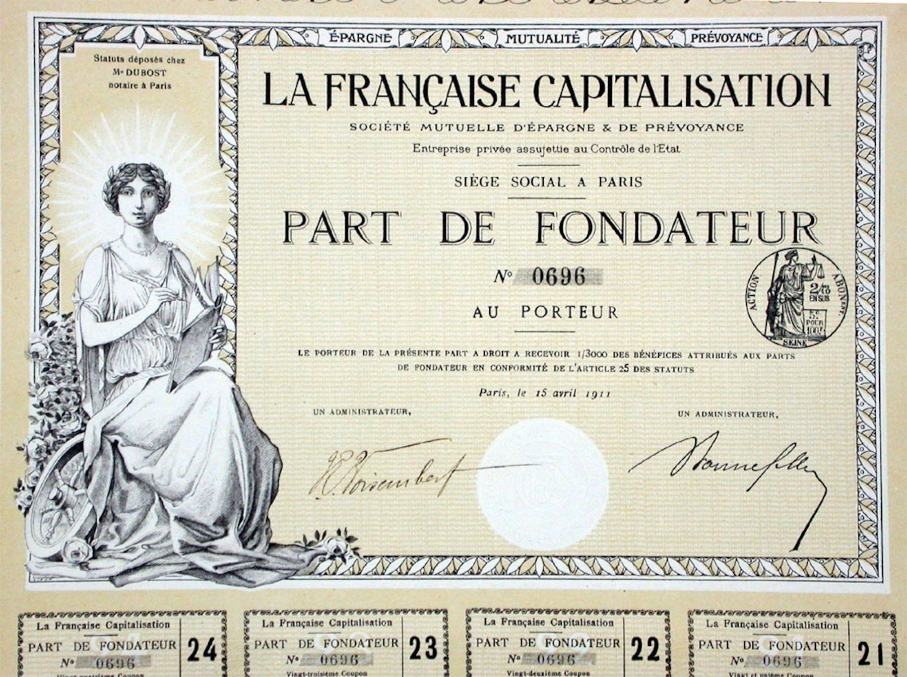Dokumente: La Française Capitalisation, Paris - 1911 – Gebraucht aus Solothurn von Sgasche
