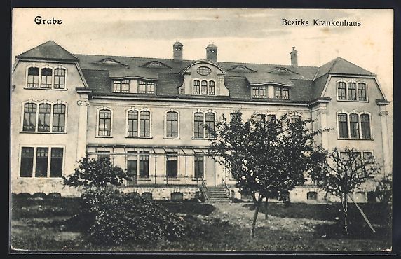 Cartoline postali: AK Grabs, Bezirks-Krankenhaus, 1907 – Usato da Berlin venduto da bartko-reher