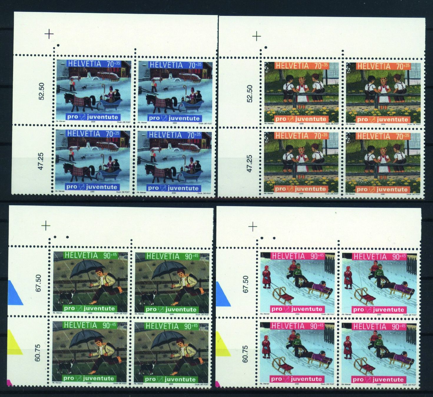 Tutti i francobolli: 2000, Pro Juventute, Viererblöcke ** – Usato da Willisau venduto da Vollstempel