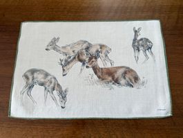 KREIER Tischset Rehmotiv mit 5 Rehen 28x43cm