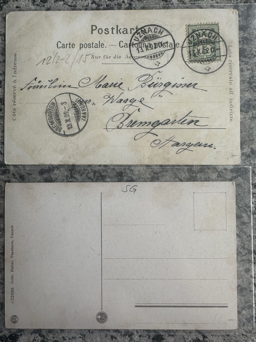 Cartes postales: 2AK Uznach 1xLitho – D'occasion à Wettingen par Phibras 1