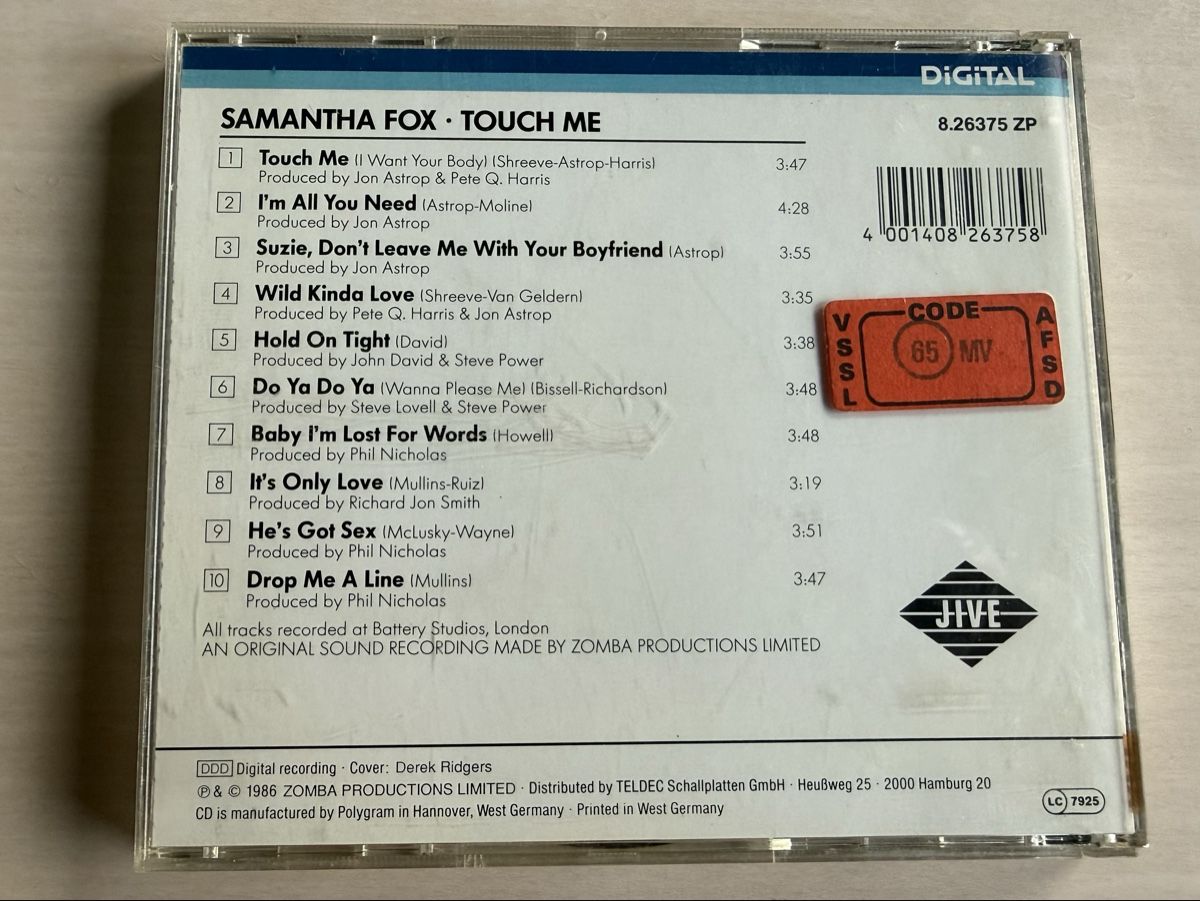 CDs: Samantha Fox - Touch Me - CD 1986 – Gebraucht aus Oberried Brienz von Chyara 1