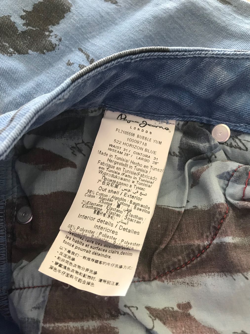 Pepe Jeans Jeans: Pepe Jeans, Grösse 31, hellblau mit Print – Usato da Niederteufen venduto da mix18 5