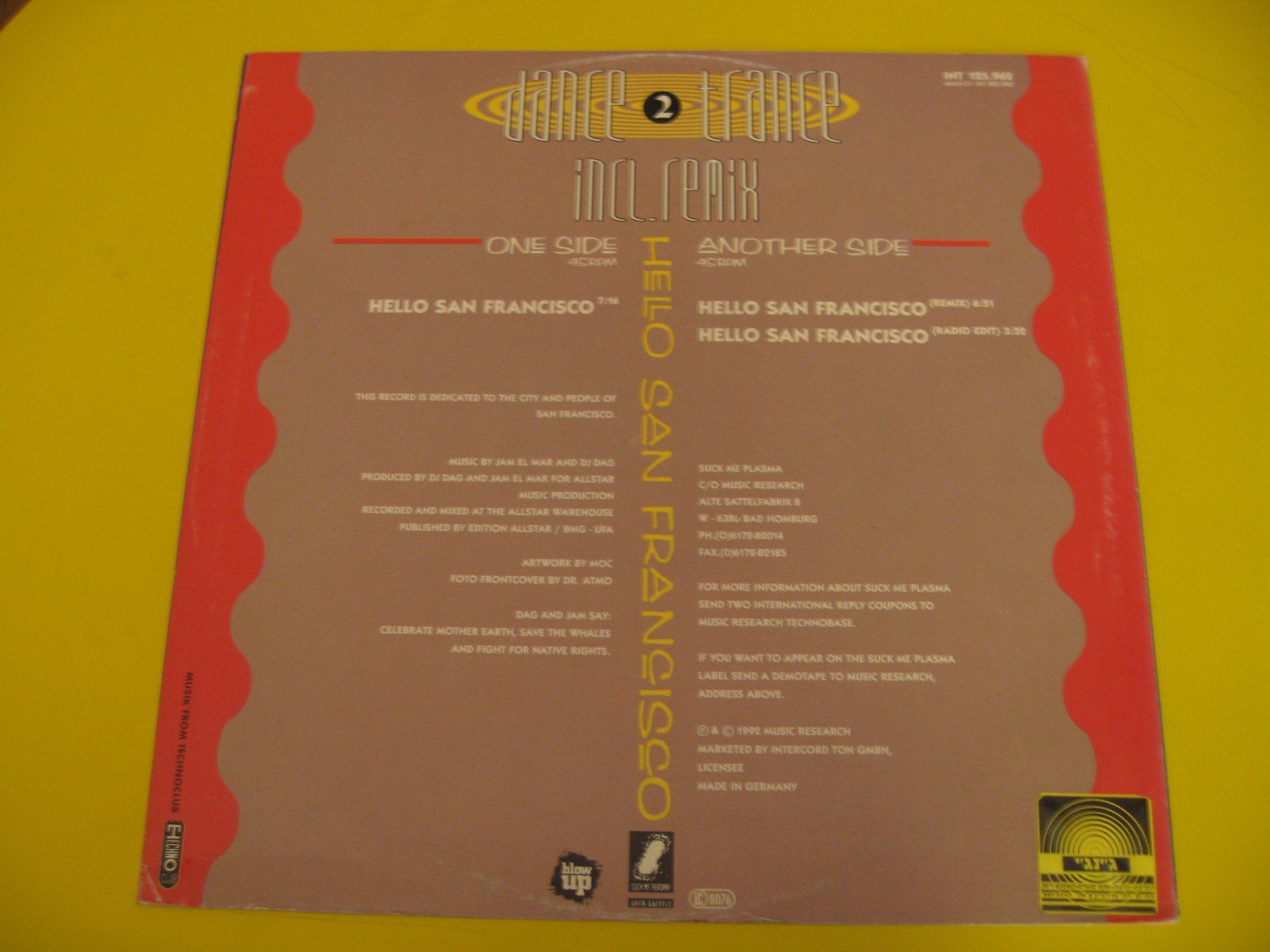 Dischi in vinile: Dance 2 Trance - 1992 - Hello San Francisco – Usato da Zürich venduto da Hikikomori 1