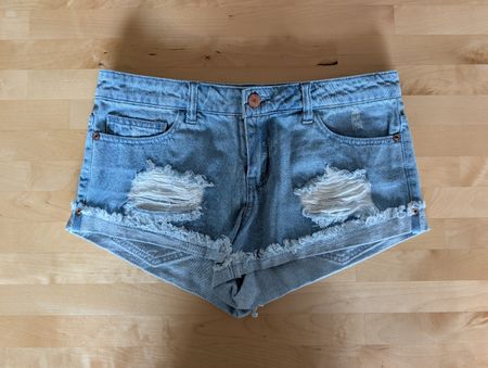 Kurze Jeansshorts Damen hellblau Grösse L