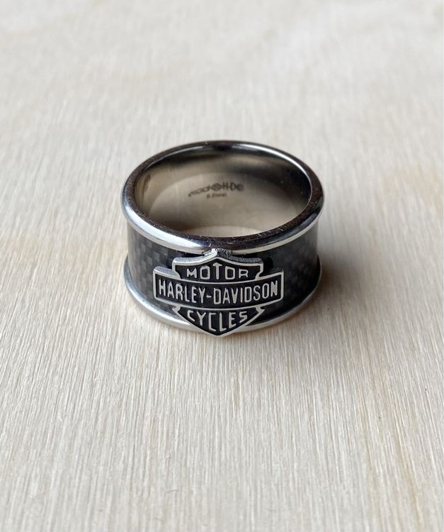 Harley-Davidson Edelstahlring mit Carbon Optik 1