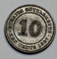 Monnaie 10 cents 1927 Straits Settlements George V
