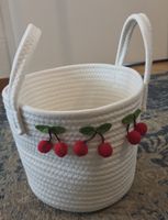 Süsser Korb mit Kirschen-Deko, Sommer Deko, Aufbewahrung, 🍓