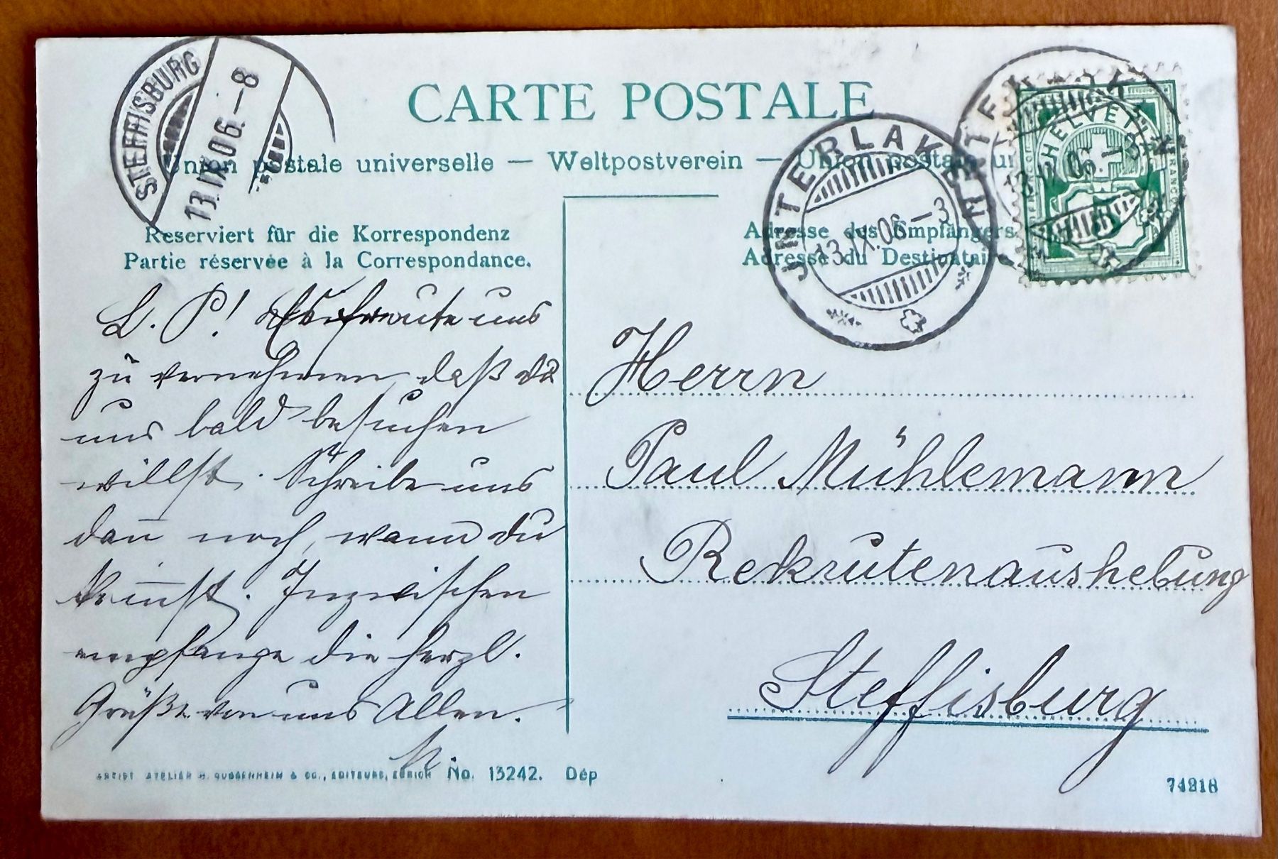 Ansichtskarten: Isenfluh - Blick Mönch & Jungfrau 1906 – Gebraucht aus Lutry von Ediego 1