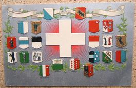 PRÄGE-AK SCHWEIZER KREUZ UND KANTONSWAPPEN