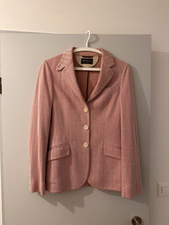 Loro Piana Blazer Baumwolle Seide Rosa Fischgrat Muster