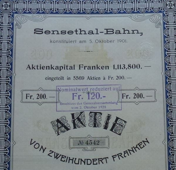 Documents: Aktie 1901 ++ Sensethal-Bahn – D'occasion à Walkringen par Casablanca777 3