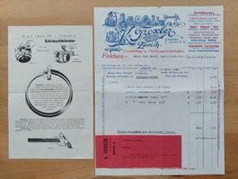 Antike Rechnung K. Troxler Zürich 1926
