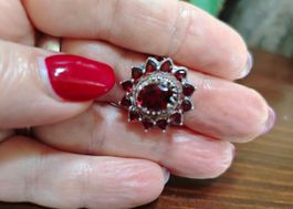 ECHTGRANATST.RING ST.S.925° DM18, HANDARBEIT STEIN 3,5CARAT