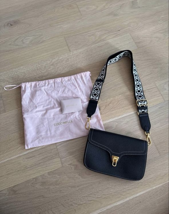 Sac à Main COCCINELLE En Cuir Grainé Mastique - Taille Moyenne, Doré, Neuf Avec étiquettes
