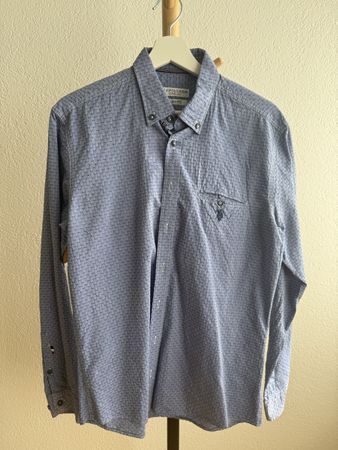 U.S. POLO ASSN. Hemd Gr. M Slim Fit, blau gemustert, neuwert