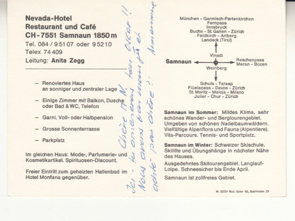 Cartoline postali: Samnaun Nevada ca. 1970 – Usato da Bürglen TG venduto da StampGraf 1