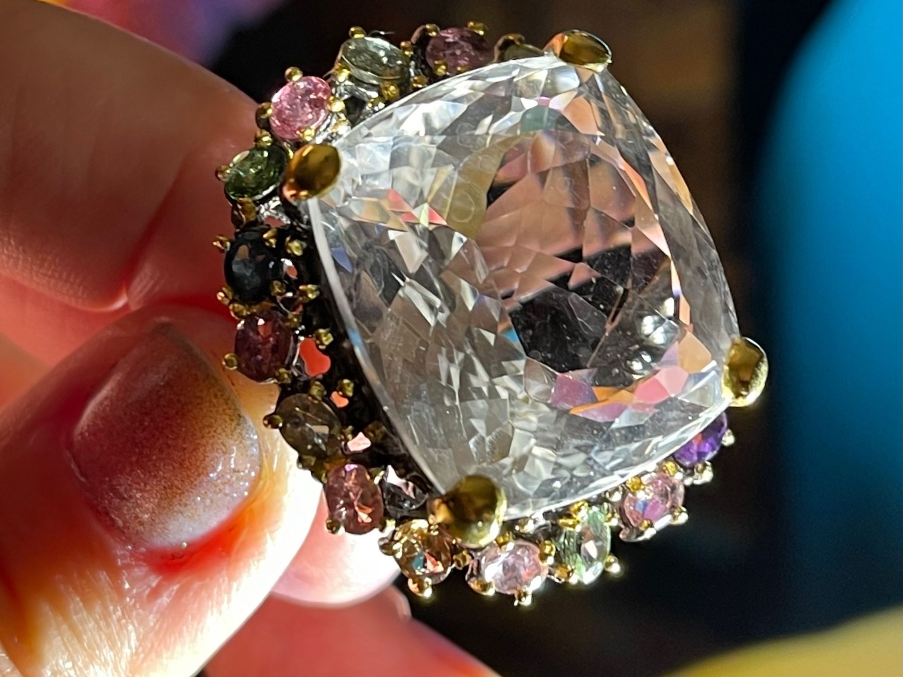 Llan Valls Joies Ringe: Rock Crystal Cocktail Ring Citrine Tourmalines – Neu (gemäss Beschreibung) aus Birsfelden von G.D.d.T. 2