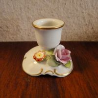 Porzellan Kerzenständer, Rosen-Dekor, Goldrand
