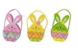 Filz-Tasche Osterhase farbig mit Blumendeko 18x11x8cm
